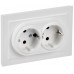 BRITE Розетка 2-местная с заземлением с защитными шторками 16А в сборе РСш12-3-БрАБ арктический белый IEK BR-R24-16-K91-F