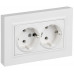 BRITE Розетка 2-местная с заземлением без защитных шторок плоская 16А в сборе РСПл12-3-БрАБ арктический белый IEK BR-R27-16-K91-F
