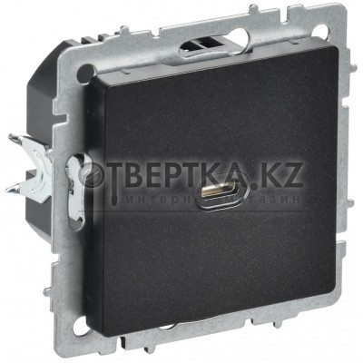 BRITE Розетка USB C 65Вт высокоскоростная зарядка РЮ12-1-БрЧ черный IEK BR-U13-065-K02