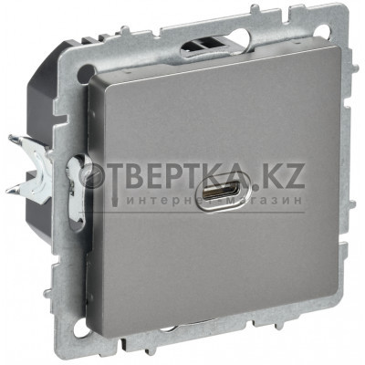 BRITE Розетка USB C 65Вт высокоскоростная зарядка РЮ12-1-БрС сталь IEK BR-U13-065-K46