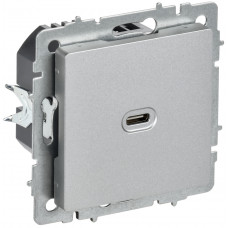 BRITE Розетка USB C 65Вт высокоскоростная зарядка РЮ12-1-БрА алюминий IEK BR-U13-065-K47