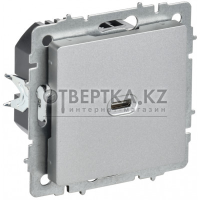 BRITE Розетка USB C 65Вт высокоскоростная зарядка РЮ12-1-БрА алюминий IEK BR-U13-065-K47