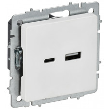 BRITE Розетка USB AC 18Вт РЮ11-1-БрАБ арктический белый IEK BR-U22-018-K91 в Алматы