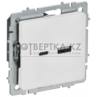 BRITE Розетка USB AC 18Вт РЮ11-1-БрАБ арктический белый IEK BR-U22-018-K91