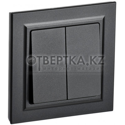 BRITE Выключатель 2-клавишный 10А в сборе ВСР10-2-0-БрЧ черный IEK BR-V20-0-10-K02-F