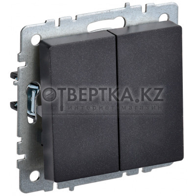 BRITE Выключатель 2-клавишный 10А ВС10-2-0-БрЧ черный IEK BR-V20-0-10-K02 BR-V20-0-10-K02 