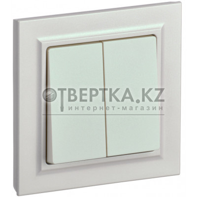 BRITE Выключатель 2-клавишный 10А в сборе ВСР10-2-0-БрЖ жемчуг IEK BR-V20-0-10-K36-F