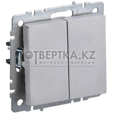 BRITE Выключатель 2-клавишный 10А ВС10-2-0-БрА алюминий IEK BR-V20-0-10-K47 BR-V20-0-10-K47 