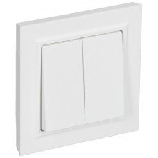 BRITE Выключатель 2-клавишный 10А в сборе ВСР10-2-0-БрАБ арктический белый IEK BR-V20-0-10-K91-F в Актау