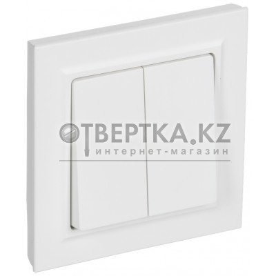 BRITE Выключатель 2-клавишный 10А в сборе ВСР10-2-0-БрАБ арктический белый IEK BR-V20-0-10-K91-F