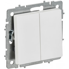 BRITE Выключатель 2-клавишный 10А ВС10-2-0-БрАБ арктический белый IEK BR-V20-0-10-K91 в Актау