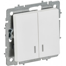 BRITE Выключатель 2-клавишный с индикацией 10А ВС10-2-1-БрАБ арктический белый IEK BR-V20-1-10-K91 в Актау