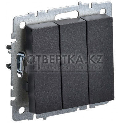 BRITE Выключатель 3-клавишный 10А ВС10-3-0-БрЧ черный IEK BR-V30-0-10-K02 BR-V30-0-10-K02 