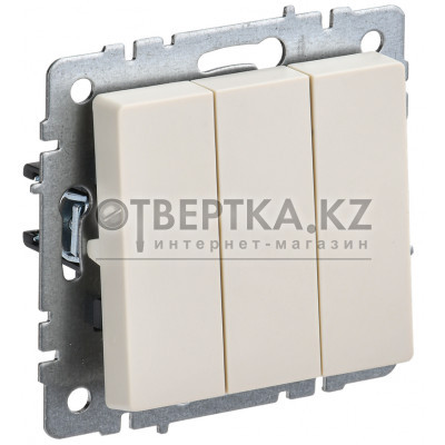 BRITE Выключатель 3-клавишный 10А ВС10-3-0-БрКр бежевый IEK BR-V30-0-10-K10 BR-V30-0-10-K10 