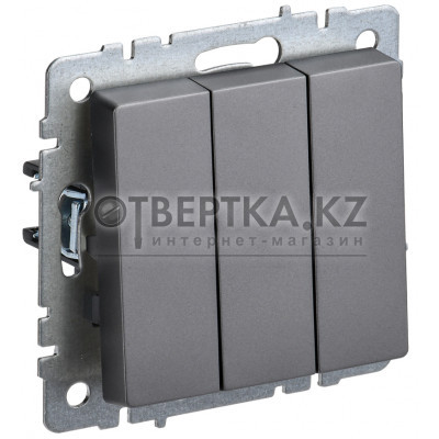 BRITE Выключатель 3-клавишный 10А ВС10-3-0-БрС сталь IEK BR-V30-0-10-K46 BR-V30-0-10-K46 