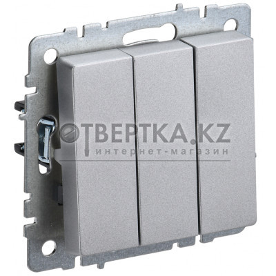 BRITE Выключатель 3-клавишный 10А ВС10-3-0-БрА алюминий IEK BR-V30-0-10-K47 BR-V30-0-10-K47 