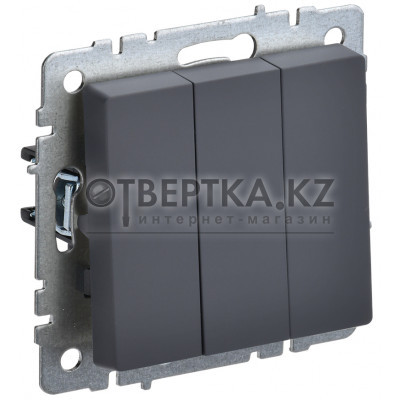 BRITE Выключатель 3-клавишный 10А ВС10-3-0-БрГ графит IEK BR-V30-0-10-K53 BR-V30-0-10-K53 