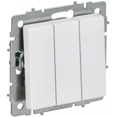 BRITE Выключатель 3-клавишный 10А ВС10-3-0-БрАБ арктический белый IEK BR-V30-0-10-K91 в Актау