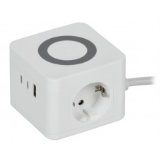 DOMINIC Удлинитель с беспроводной зарядкой 10Вт У02К 2 места 2PPE 1,3м 3х1,0мм2 16А/250В USB AC белый IEK DN-YP31-16-02-01-ZKU-K01