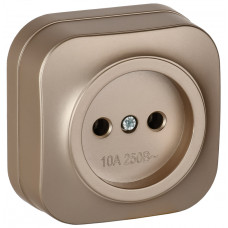 GLORY Розетка 1-местная для открытой установки без заземления без защитных шторок 10А РС20-2-ХШм шампань матовый IEK ERH10-K37M-10 в Алматы