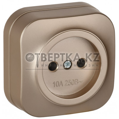 GLORY Розетка 1-местная для открытой установки без заземления без защитных шторок 10А РС20-2-ХШм шампань матовый IEK ERH10-K37M-10