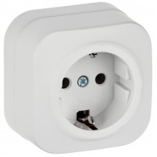 GLORY Розетка 1-местная для открытой установки с заземлением без защитных шторок 16А РС20-3-ХБм белый матовый IEK ERH11-K01M-16 в Алматы