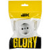 GLORY Розетка 1-местная для открытой установки с заземлением без защитных шторок 16А РС20-3-ХБм белый матовый IEK ERH11-K01M-16