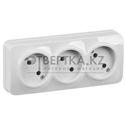 Розетка 3-местная IEK GLORY 10А РС23-2-ХБ ERH30-K01-10