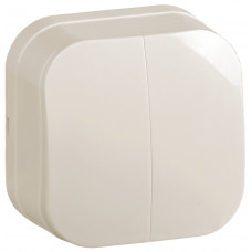 GLORY Выключатель 2-клавишный для открытой установки 10А ВС20-2-0-ХК кремовый IEK EVH20-K33-10 в Актау