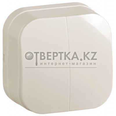 GLORY Выключатель 2-клавишный для открытой установки 10А ВС20-2-0-ХК кремовый IEK EVH20-K33-10