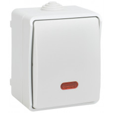 FORS Выключатель 1-клавишный проходной с индикацией для открытой установки 10А IP54 ВС20-1-1-ФБ белый IEK EVS11-K01-10-54-DC FORS Выключатель 1-клавишный проходной с индикацией для открытой установки 10А IP54 ВС20-1-1-ФБ белый IEK EVS11-K01-10-54-DC