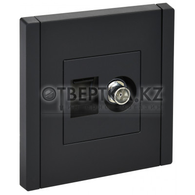 FORTE&PIANO Розетка двойная TVRJ45 кат.6 FP137 черный IEK FP-AK20-2-K02