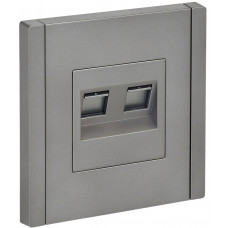 FORTE&PIANO Розетка двойная RJ11RJ45 кат.5E FP535 сталь IEK FP-KT20-O-1-K46 в Костанае