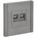 FORTE&PIANO Розетка двойная RJ11RJ45 кат.5E FP535 сталь IEK FP-KT20-O-1-K46
