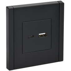 FORTE&PIANO Розетка USB AC 18Вт FP151 черный IEK FP-U22-018-K02