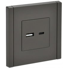 FORTE&PIANO Розетка USB AC 18Вт FP351 серый IEK FP-U22-018-K03