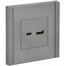 FORTE&PIANO Розетка USB AC 18Вт FP551 сталь IEK FP-U22-018-K46