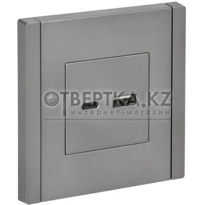 FORTE&PIANO Розетка USB AC 18Вт FP551 сталь IEK FP-U22-018-K46