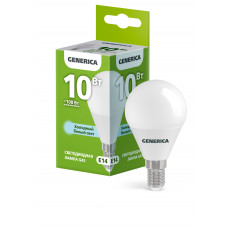 Лампа светодиодная G45 шар 10Вт 230В 6500К E14 GENERICA LL-G45-10-230-65-E14-G