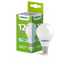 Лампа светодиодная G45 шар 12Вт 230В 6500К E14 GENERICA LL-G45-12-230-65-E14-G в Атырау