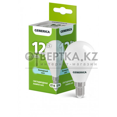 Лампа светодиодная G45 шар 12Вт 230В 6500К E14 GENERICA LL-G45-12-230-65-E14-G