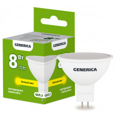 Лампа светодиодная GENERICA MR16 8Вт 230В 3000К GU5.3 LL-MR16-08-230-30-GU5-G  в Кокшетау