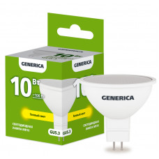 Лампа светодиодная MR16 софит 10Вт 230В 3000К GU5.3 GENERICA LL-MR16-10-230-30-GU5-G 