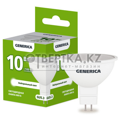 Лампа светодиодная GENERICA MR16 10Вт 230В 4000К GU5.3 LL-MR16-10-230-40-GU5-G 