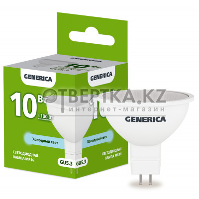 Лампа светодиодная GENERICA MR16 10Вт 230В 6500К GU5.3 LL-MR16-10-230-65-GU5-G 