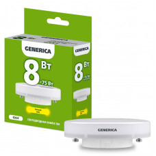 Лампа светодиодная GENERICA T80 8Вт 230В 3000К GX53 LL-T80-08-230-30-GX53-G 