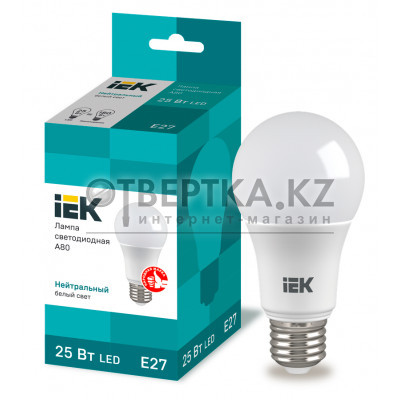 Лампа светодиодная IEK A80 25Вт 230В 4000К E27 LLE-A80-25-230-40-E27 LLE-A80-25-230-40-E27 