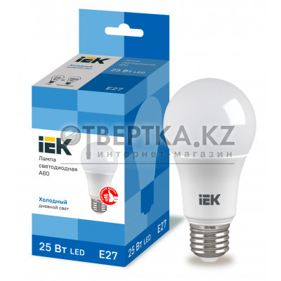 Лампа светодиодная IEK A80 25Вт 230В 6500К E27 LLE-A80-25-230-65-E27 LLE-A80-25-230-65-E27 