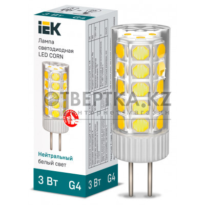 Лампа светодиодная IEK CORN 3Вт 12В 4000К G4 LLE-CORN-3-012-40-G4 LLE-CORN-3-012-40-G4 