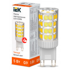 Лампа светодиодная CORN капсула 5Вт 230В 3000К керамика G9 IEK LLE-CORN-5-230-30-G9 в Алматы